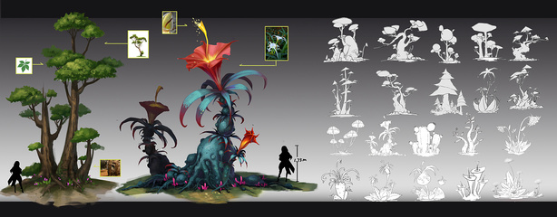 原畫設(shè)計中的植被表現(xiàn) 以“王大喇叭花兒”為例的插畫與游戲原畫創(chuàng)作